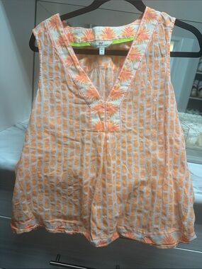 Vineyard Vines Orange Pineapple Print Sleeveless Tank